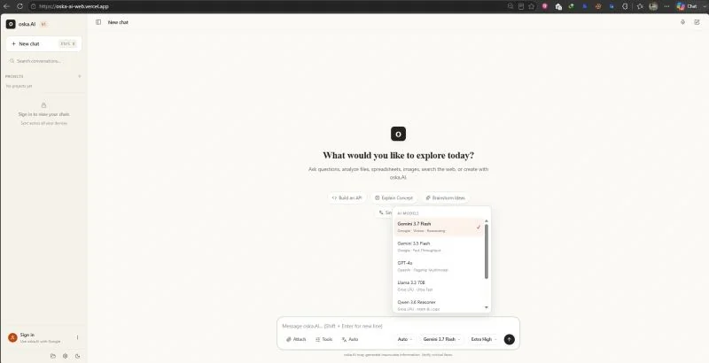 oska.AI V1 project interface